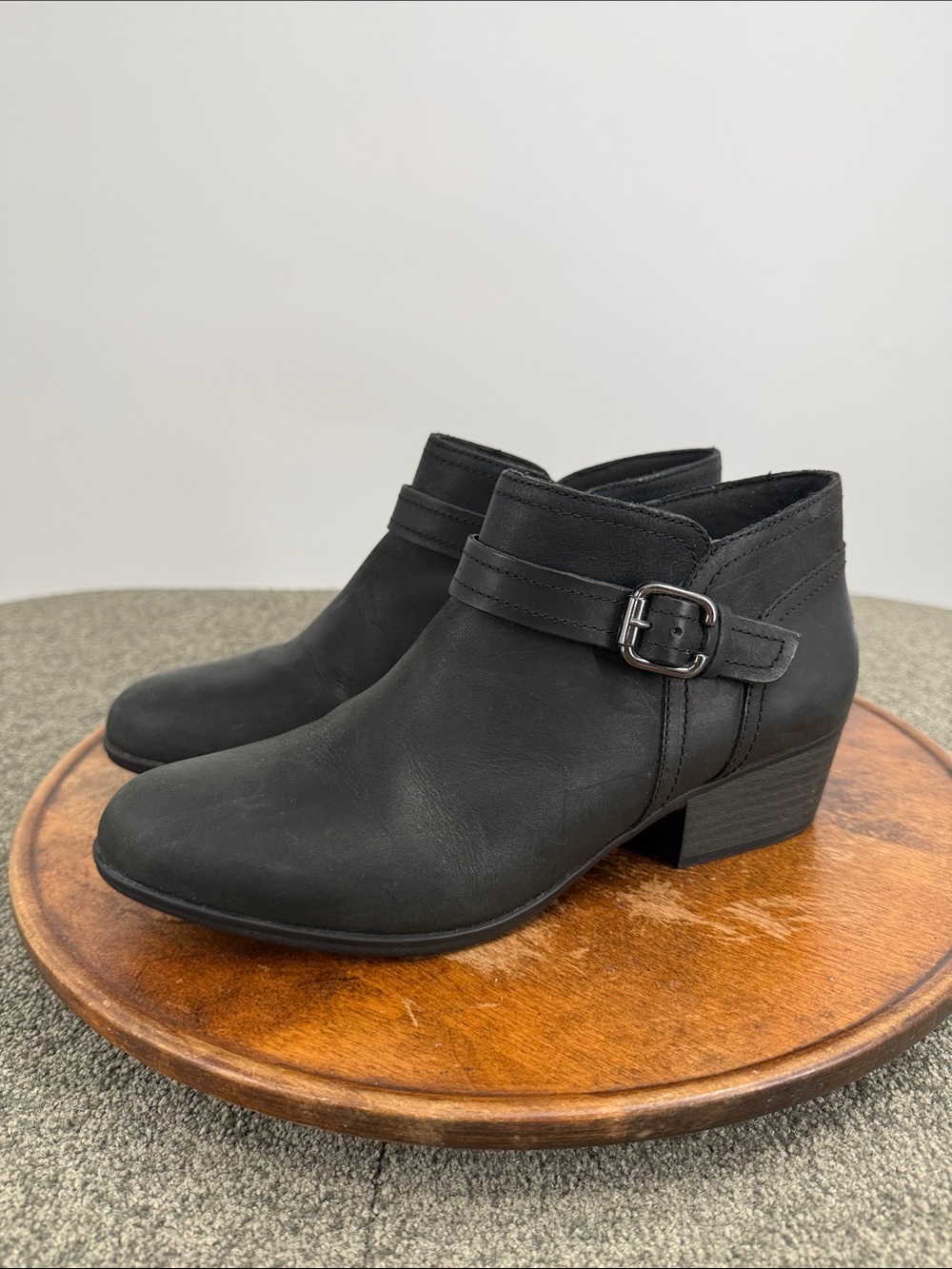 Clarks Collection Boots Wm 11 Black Ankle Booties Buckle Size Zip Comort